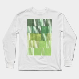 Modernist Block Gradient in Green Long Sleeve T-Shirt